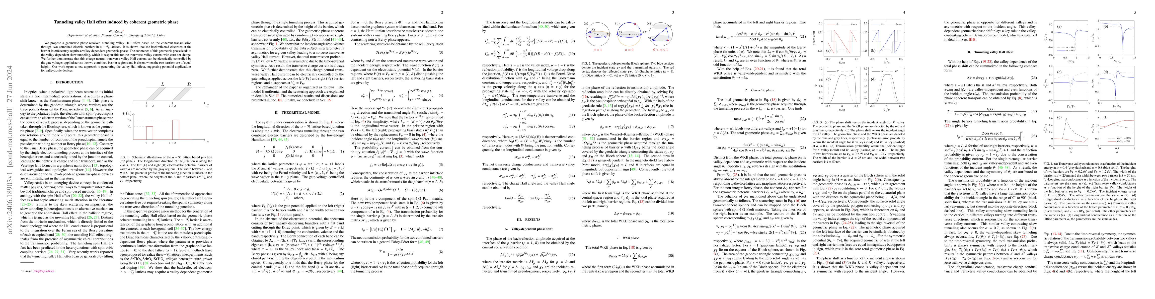 Thumbnail for Tunneling valley Hall effect induced by coherent geometric phase