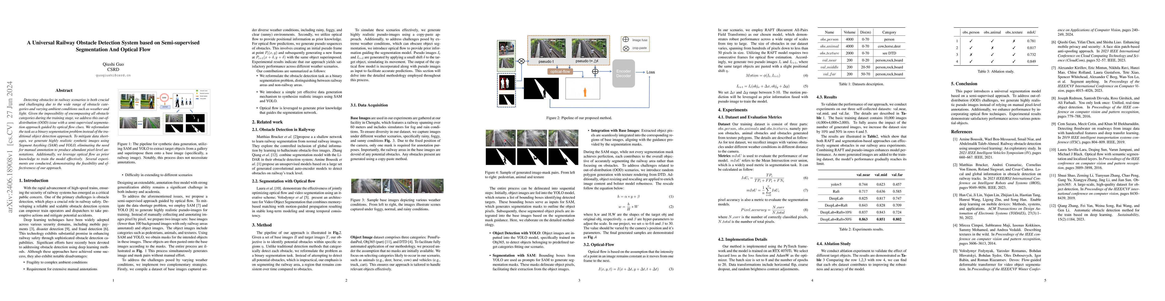 Thumbnail for A Universal Railway Obstacle Detection System based on Semi-supervised
  Segmentation And Optical Flow