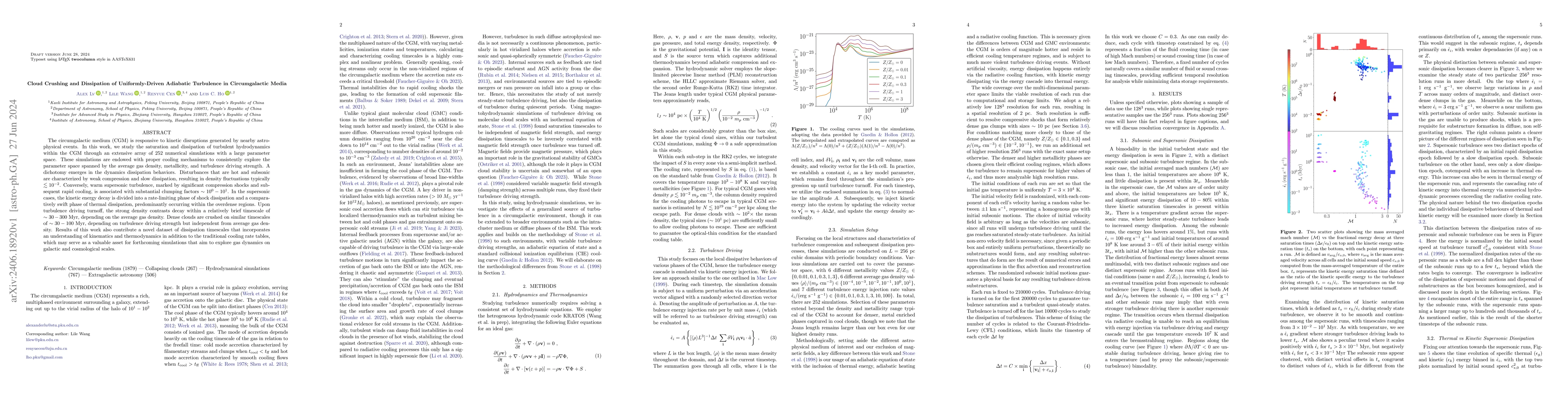 Thumbnail for Cloud Crushing and Dissipation of Uniformly-Driven Adiabatic Turbulence
  in Circumgalactic Media