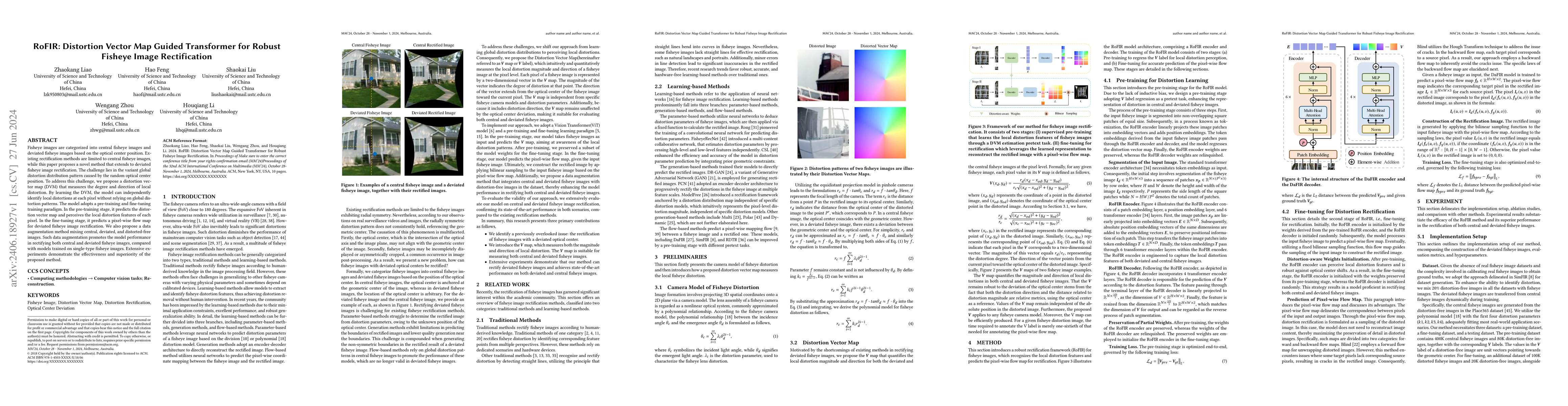 Thumbnail for RoFIR: Robust Fisheye Image Rectification Framework Impervious to
  Optical Center Deviation