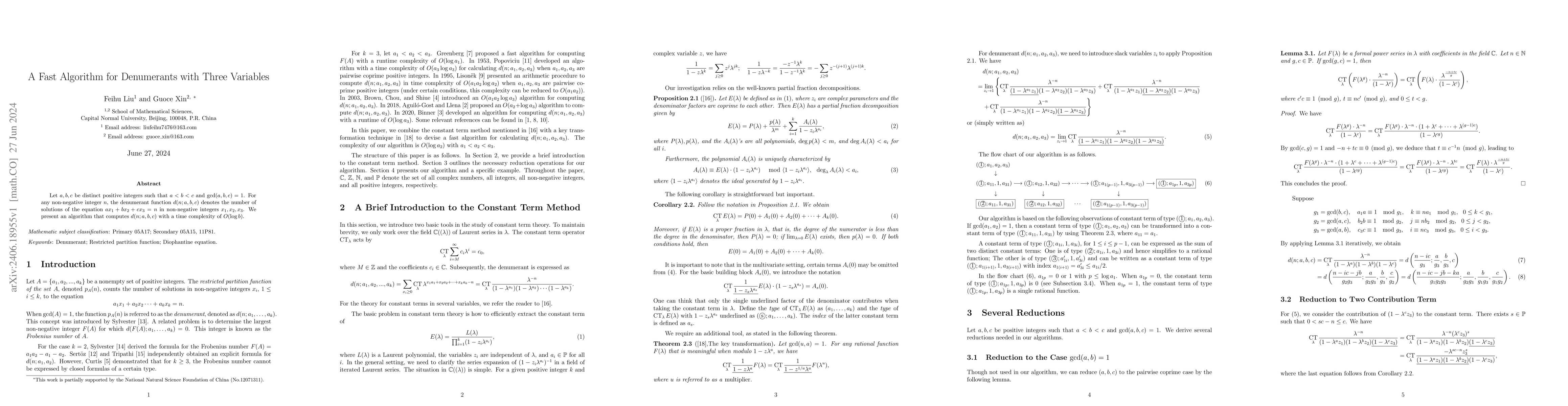 Thumbnail for A Fast Algorithm for Denumerants with Three Variables
