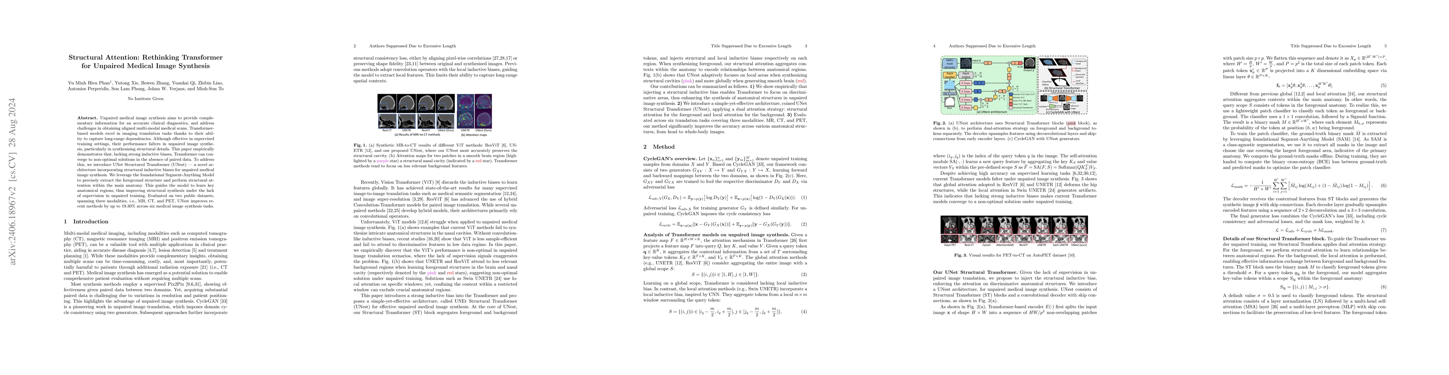 Thumbnail for Structural Attention: Rethinking Transformer for Unpaired Medical Image
  Synthesis