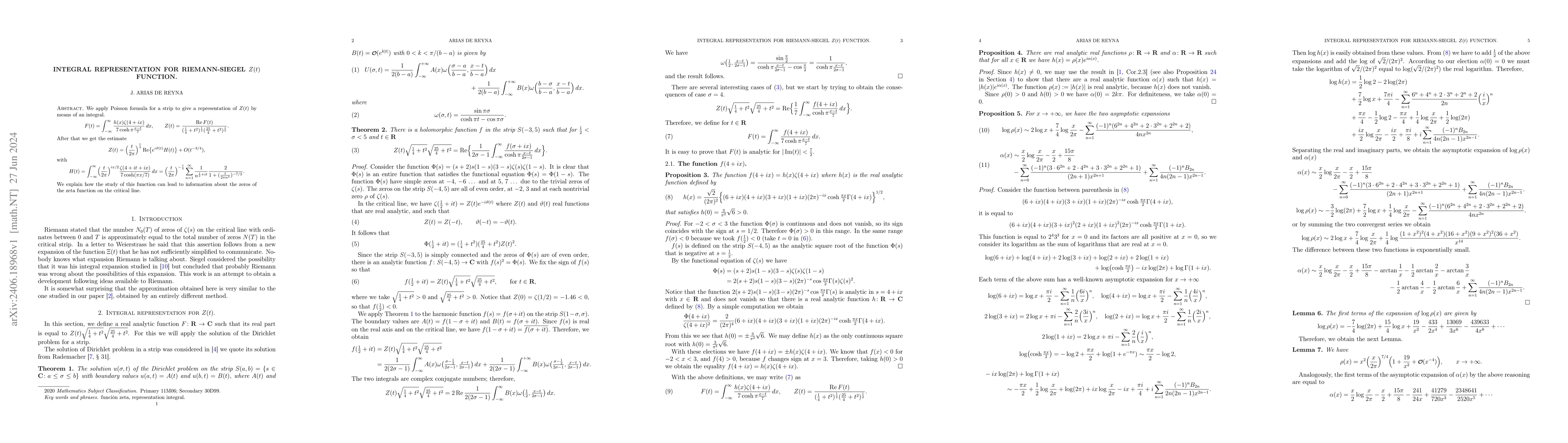 Thumbnail for Integral Representation for Riemann-Siegel $Z(t)$ function