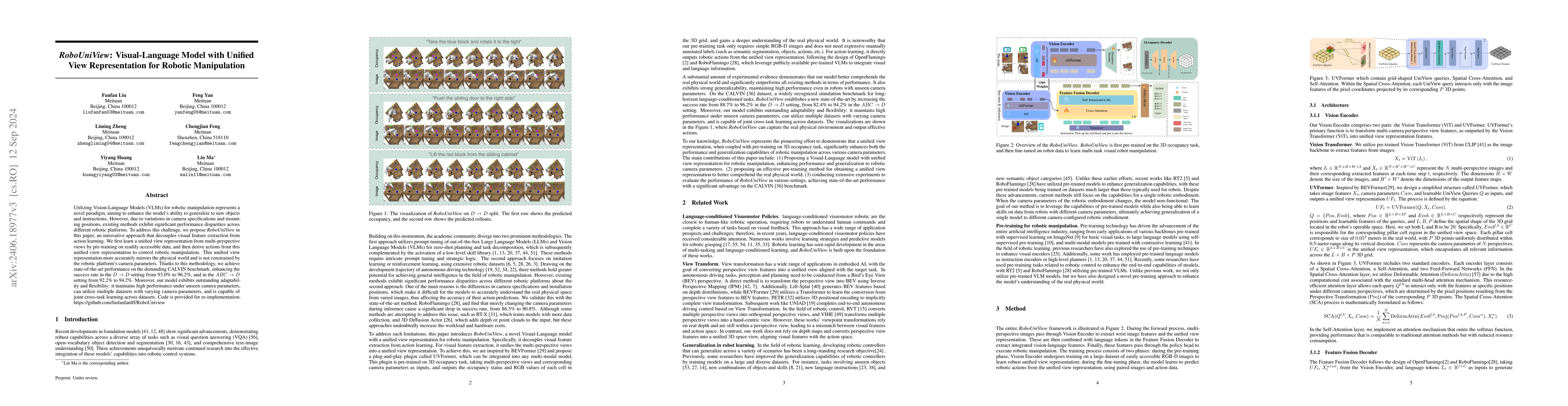 Thumbnail for RoboUniView: Visual-Language Model with Unified View Representation for
  Robotic Manipulaiton