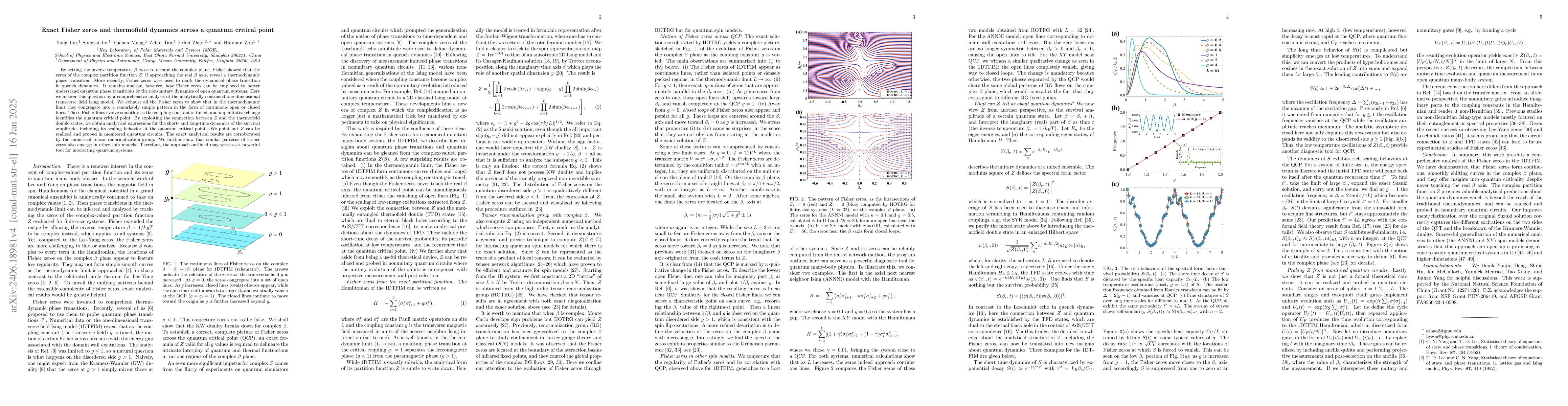 Thumbnail for Exact Fisher zeros and thermofield dynamics across a quantum critical
  point