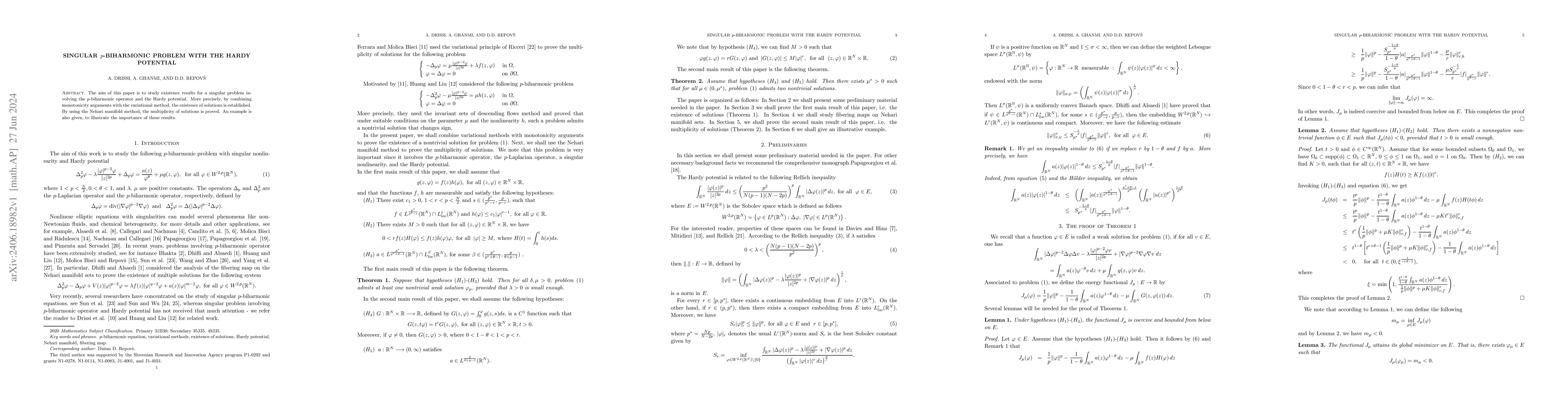 Thumbnail for Singular $p$-biharmonic problem with the Hardy potential