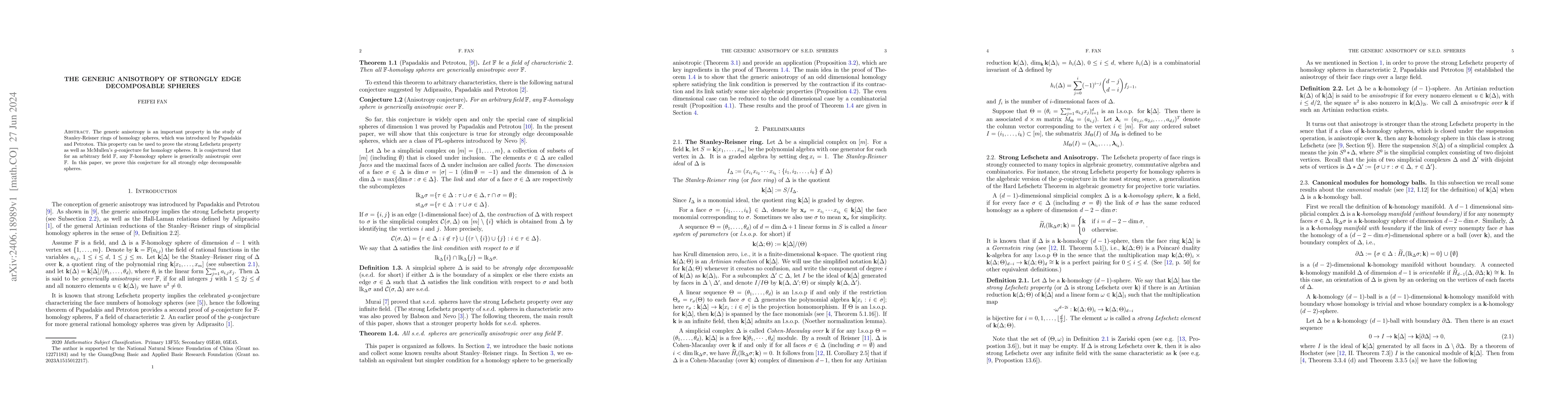Thumbnail for The generic anisotropy of strongly edge decomposable spheres