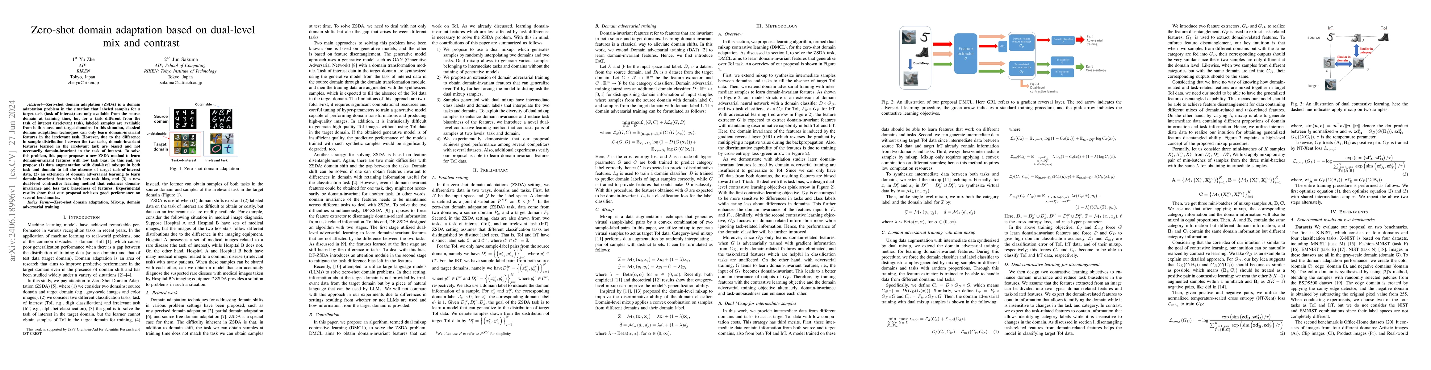 Thumbnail for Zero-shot domain adaptation based on dual-level mix and contrast