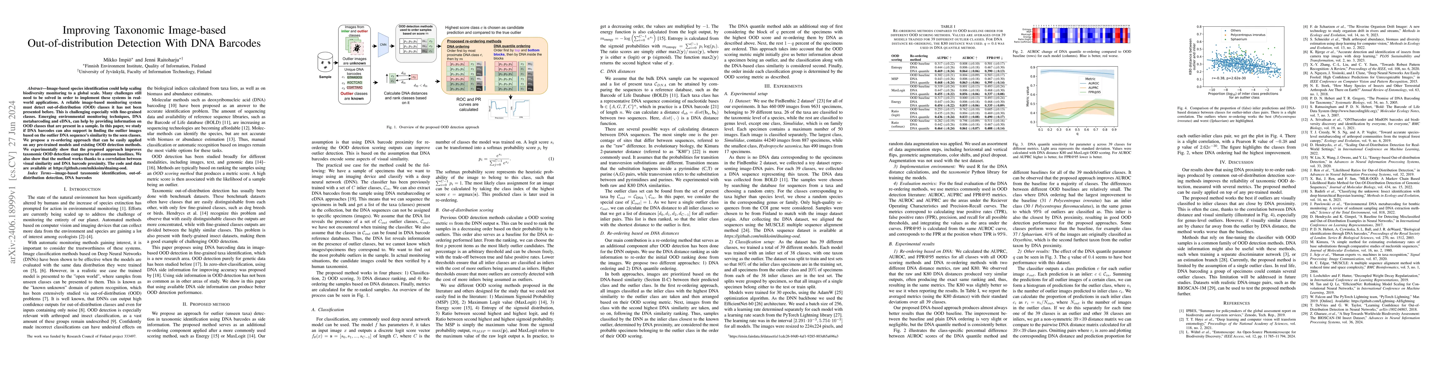 Thumbnail for Improving Taxonomic Image-based Out-of-distribution Detection With DNA
  Barcodes