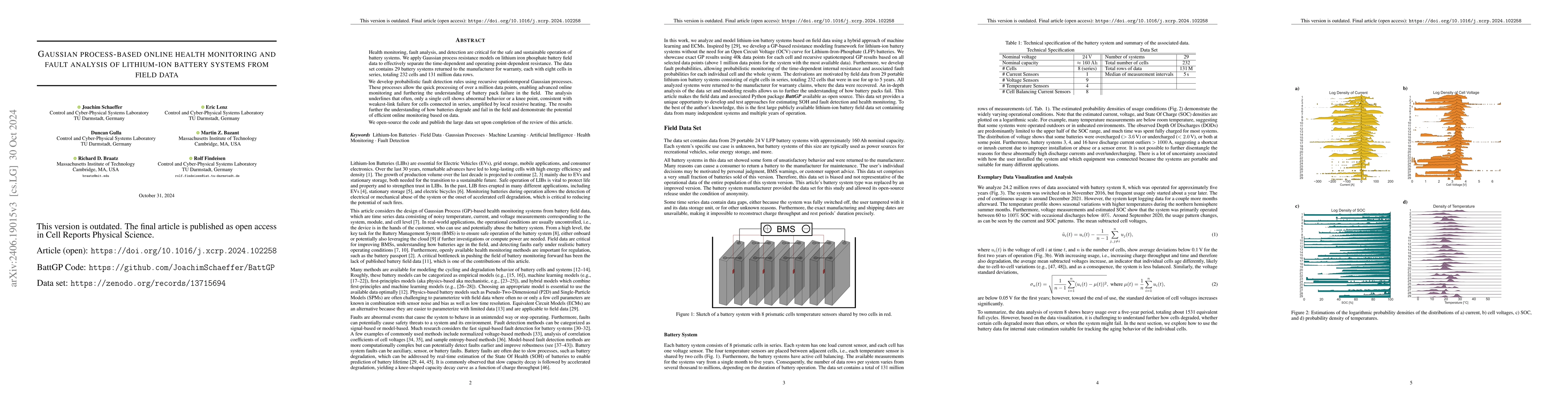 Thumbnail for Lithium-Ion Battery System Health Monitoring and Fault Analysis from
  Field Data Using Gaussian Processes