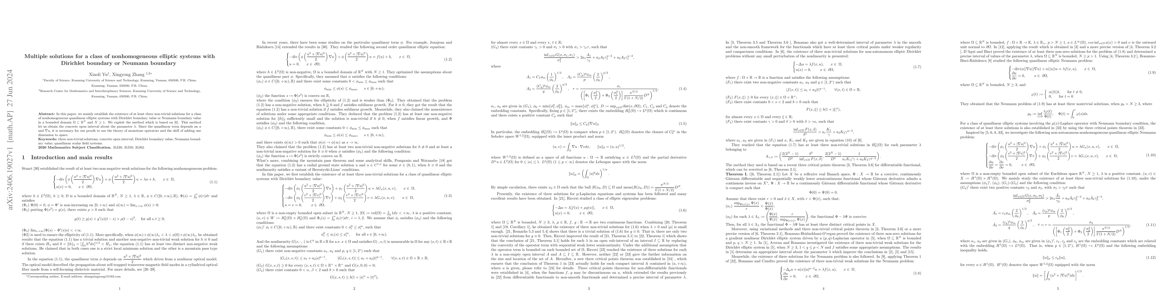 Thumbnail for Multiple solutions for a class of nonhomogeneous elliptic systems with
  Dirichlet boundary or Neumann boundary