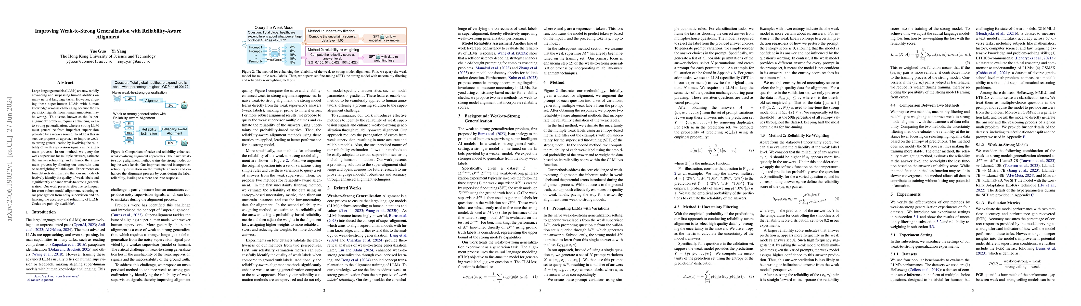 Thumbnail for Improving Weak-to-Strong Generalization with Reliability-Aware Alignment
