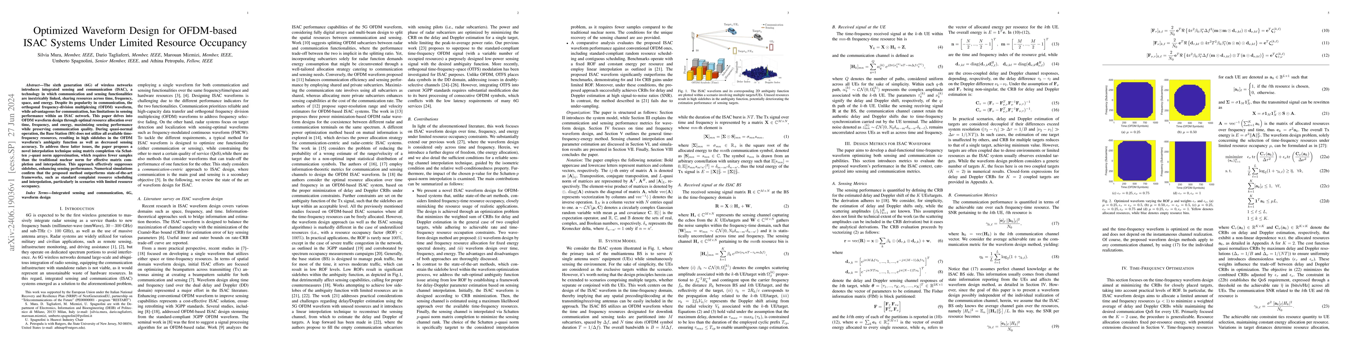 Thumbnail for Optimized Waveform Design for OFDM-based ISAC Systems Under Limited
  Resource Occupancy