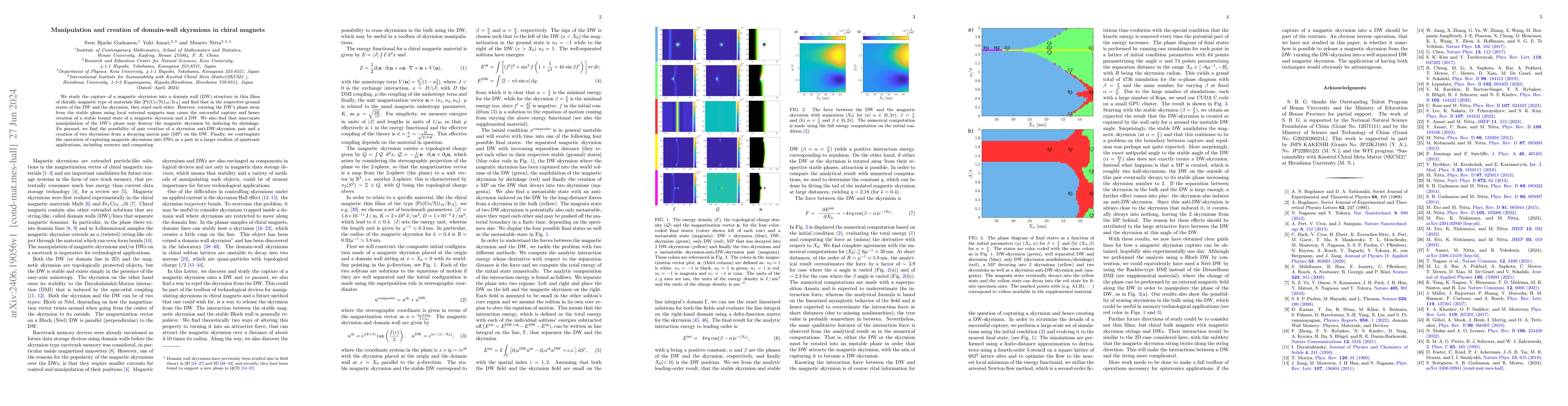 Thumbnail for Manipulation and creation of domain-wall skyrmions in chiral magnets