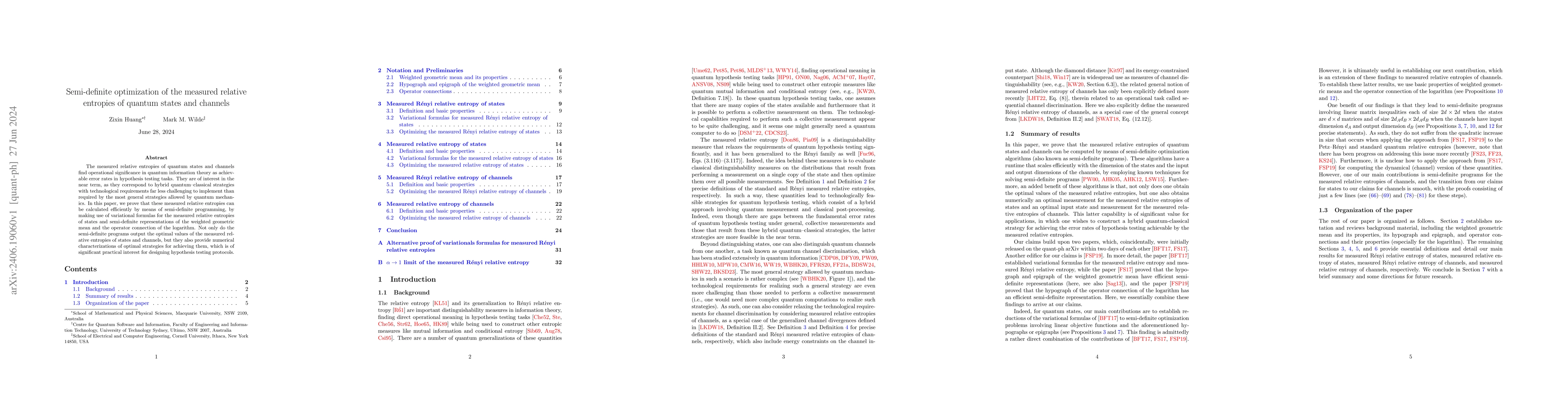 Thumbnail for Semi-definite optimization of the measured relative entropies of quantum
  states and channels