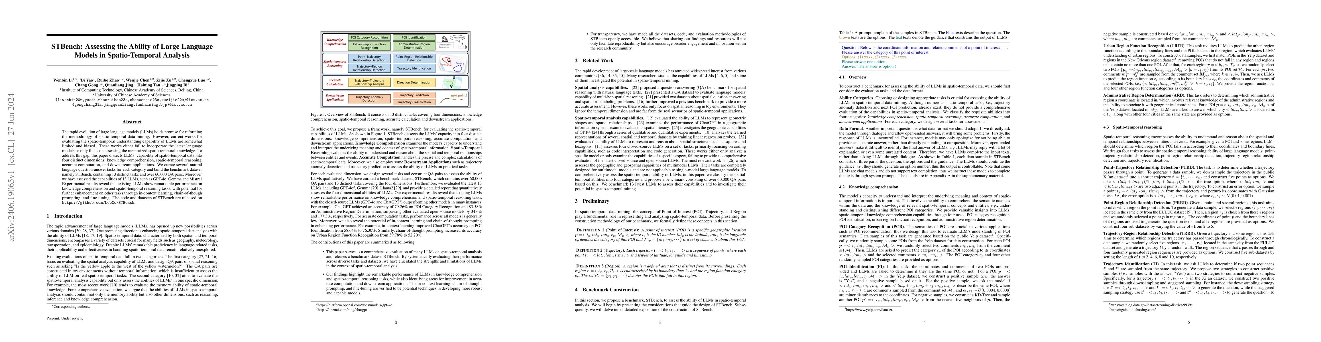 Thumbnail for STBench: Assessing the Ability of Large Language Models in
  Spatio-Temporal Analysis