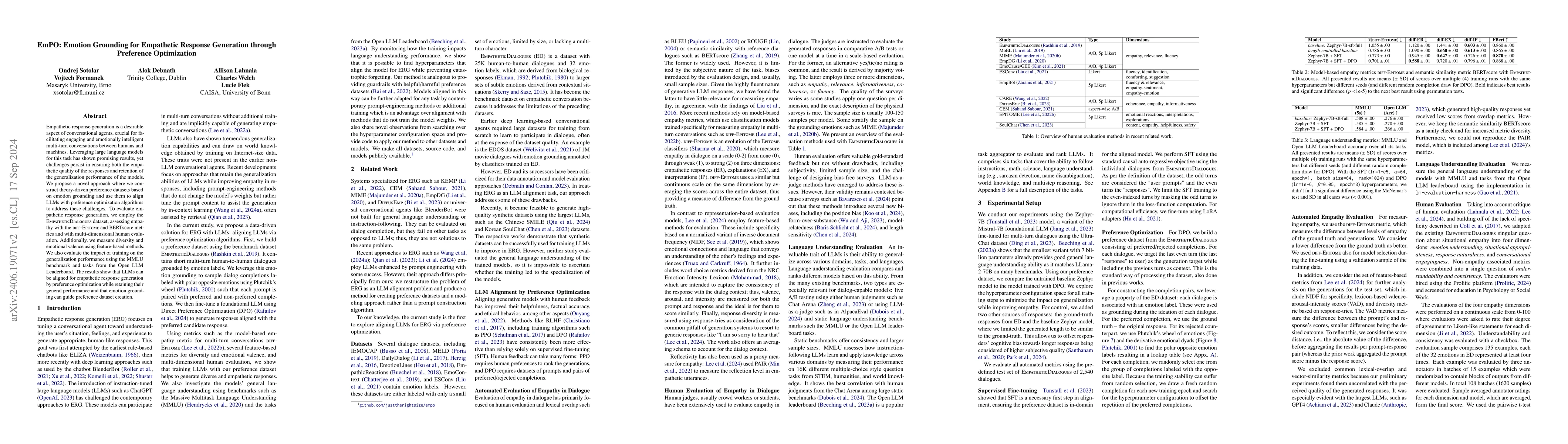 Thumbnail for EmPO: Theory-Driven Dataset Construction for Empathetic Response
  Generation through Preference Optimization