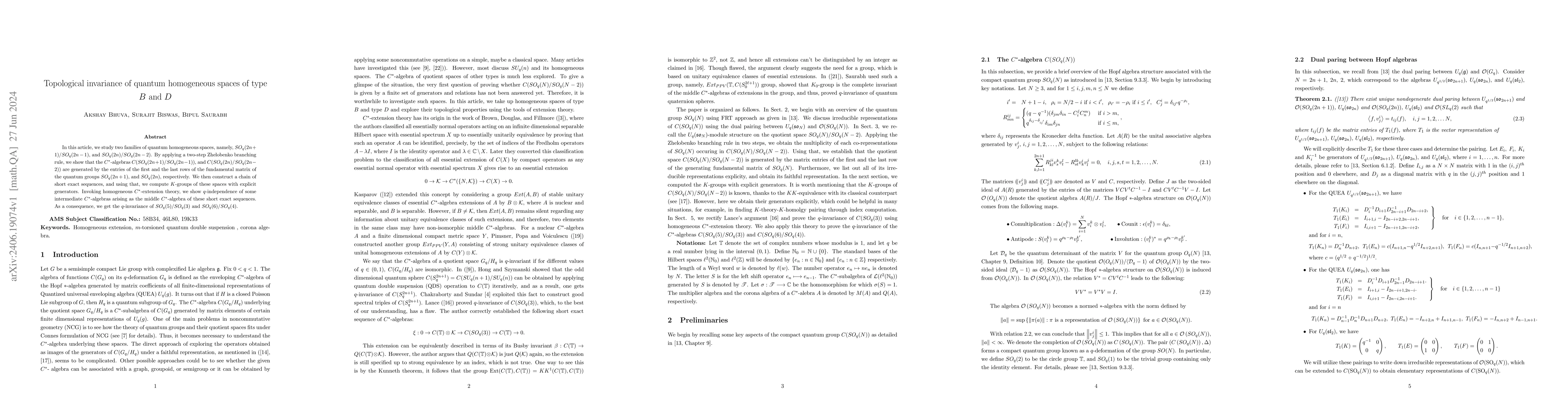 Thumbnail for Topological invariance of quantum homogeneous spaces of type $B$ and $D$