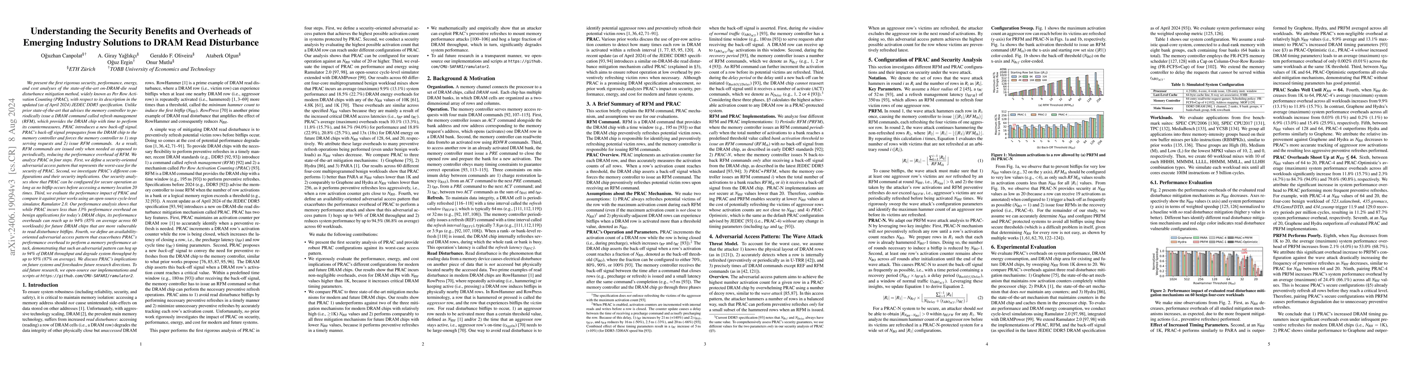 Thumbnail for Understanding the Security Benefits and Overheads of Emerging Industry
  Solutions to DRAM Read Disturbance