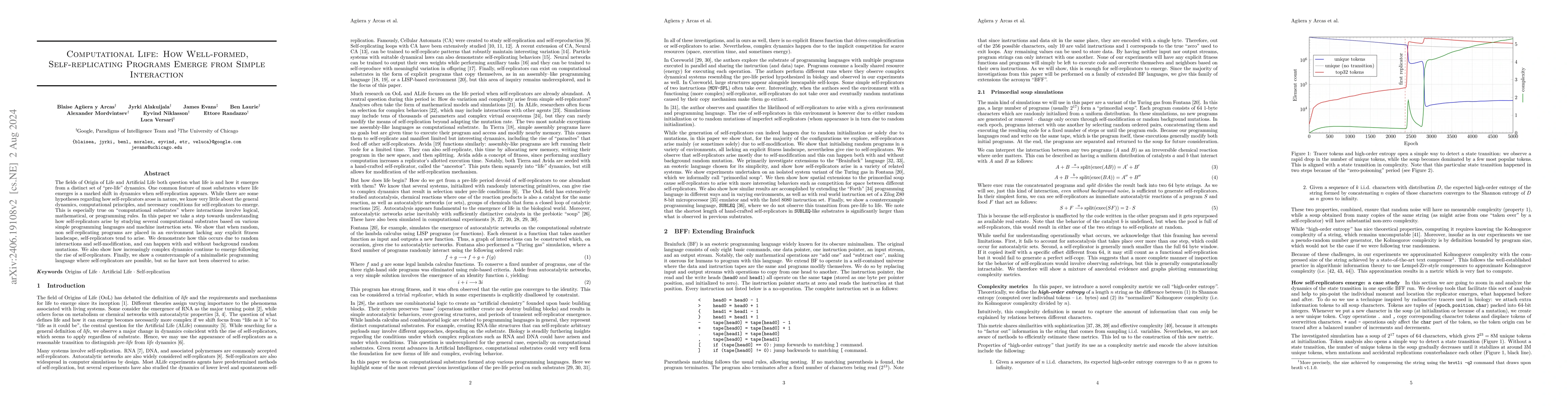 Thumbnail for Computational Life: How Well-formed, Self-replicating Programs Emerge
  from Simple Interaction