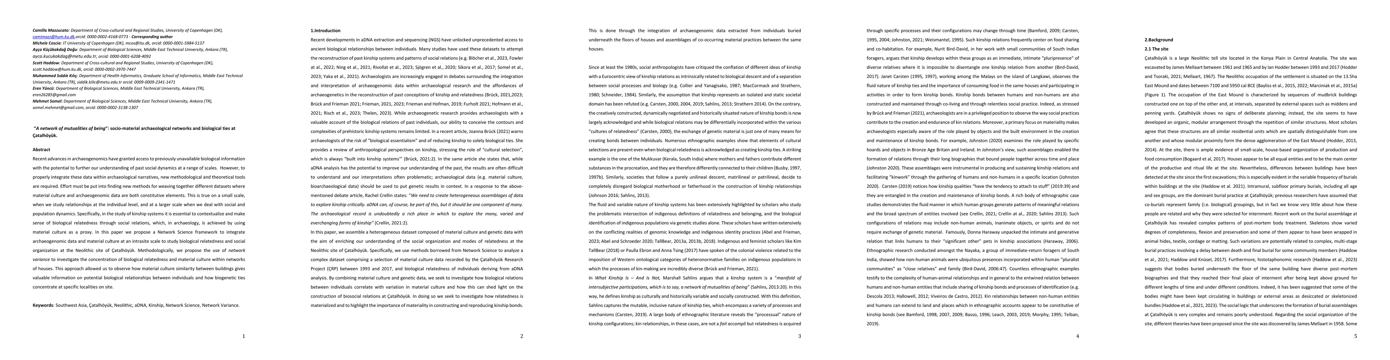 Thumbnail for "A network of mutualities of being": socio-material archaeological
  networks and biological ties at \c{C}atalh\"oy\"uk