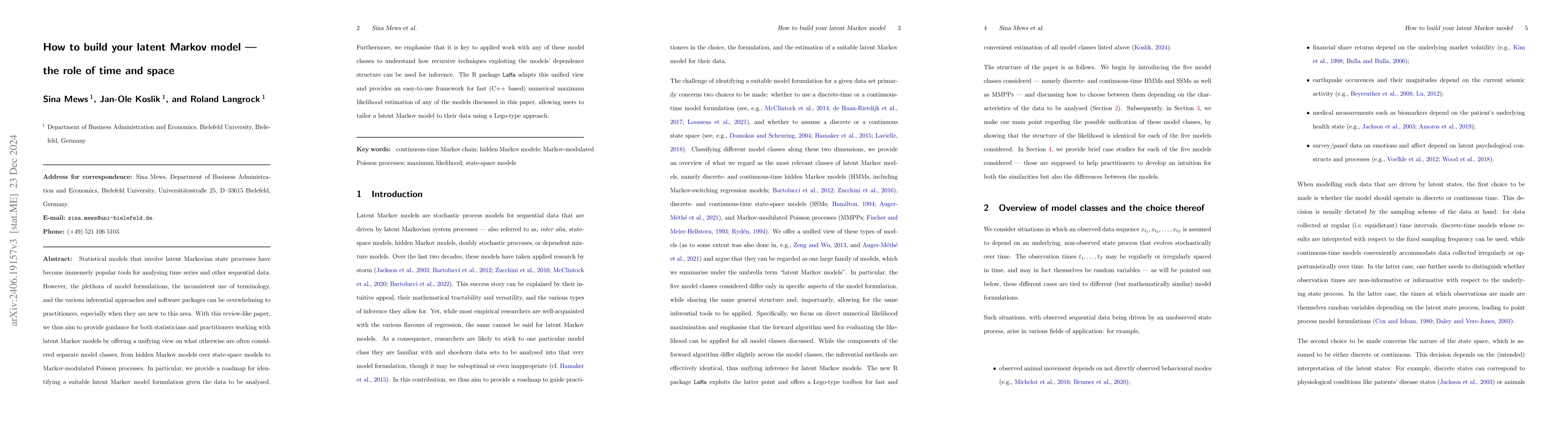 Thumbnail for How to build your latent Markov model -- the role of time and space