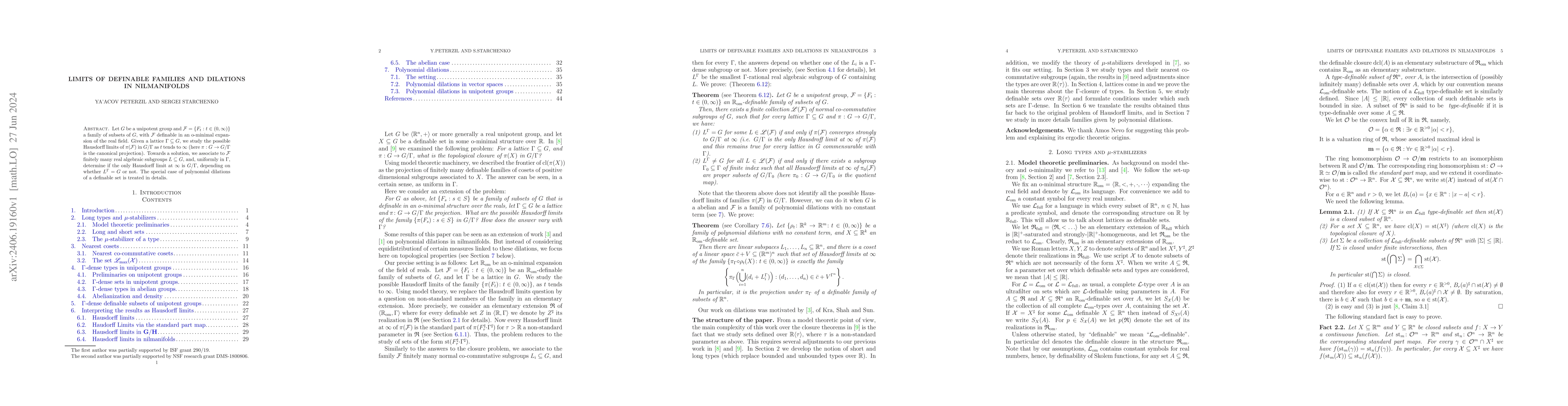 Thumbnail for Limits of definable families and dilations in nilmanifolds