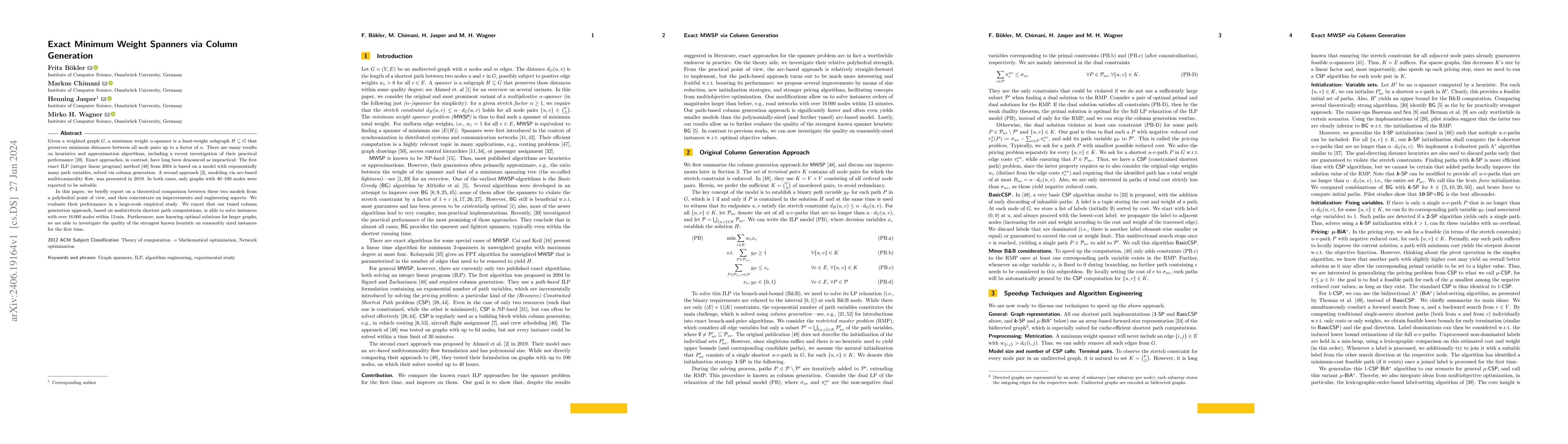 Thumbnail for Exact Minimum Weight Spanners via Column Generation