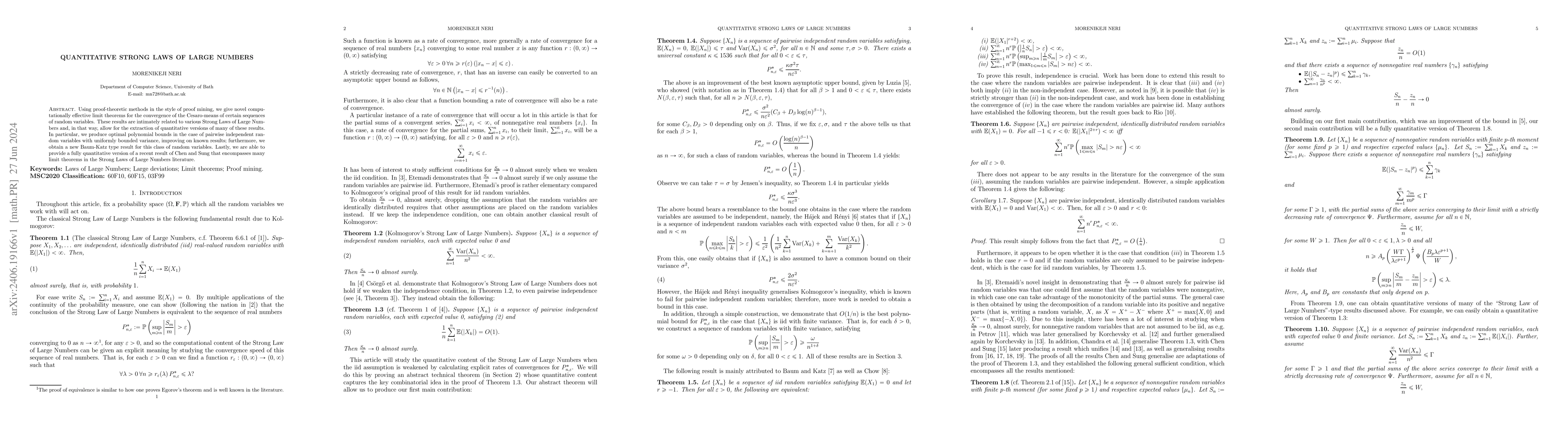 Thumbnail for Quantitative Strong Laws of Large Numbers