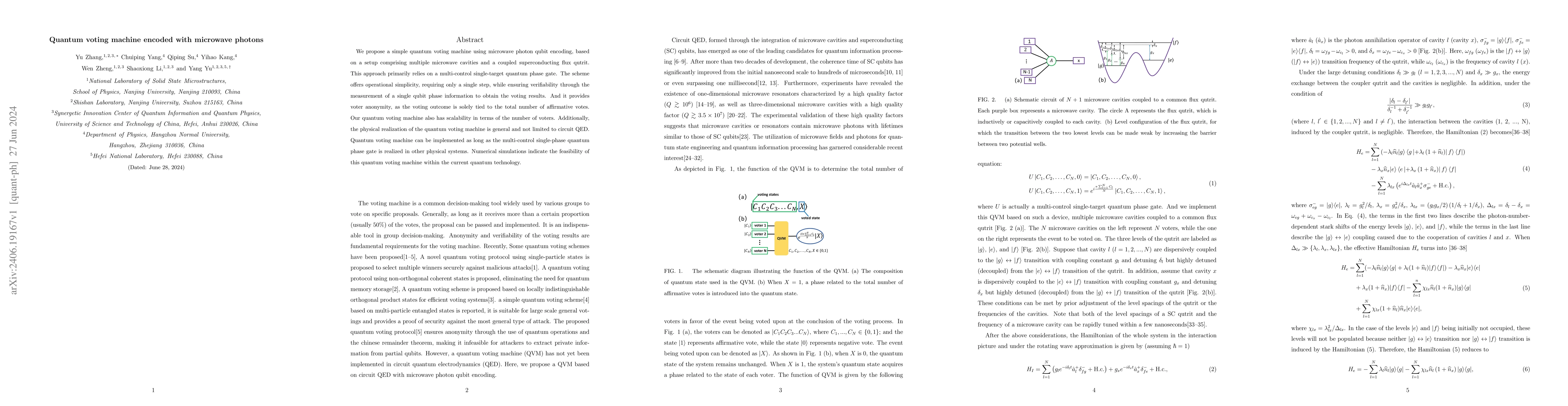 Thumbnail for Quantum voting machine encoded with microwave photons