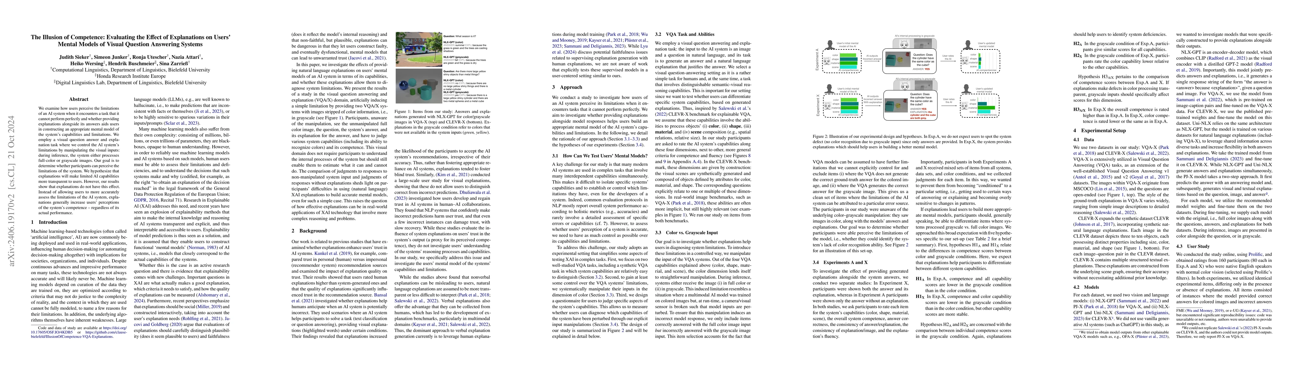 Thumbnail for The Illusion of Competence: Evaluating the Effect of Explanations on
  Users' Mental Models of Visual Question Answering Systems