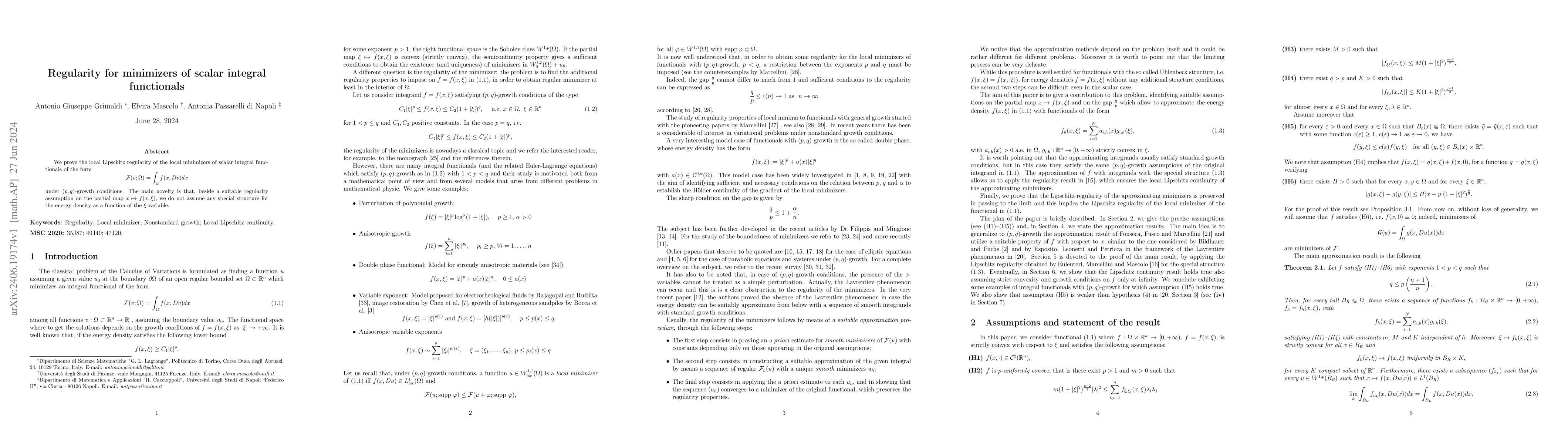 Thumbnail for Regularity for minimizers of scalar integral functionals
