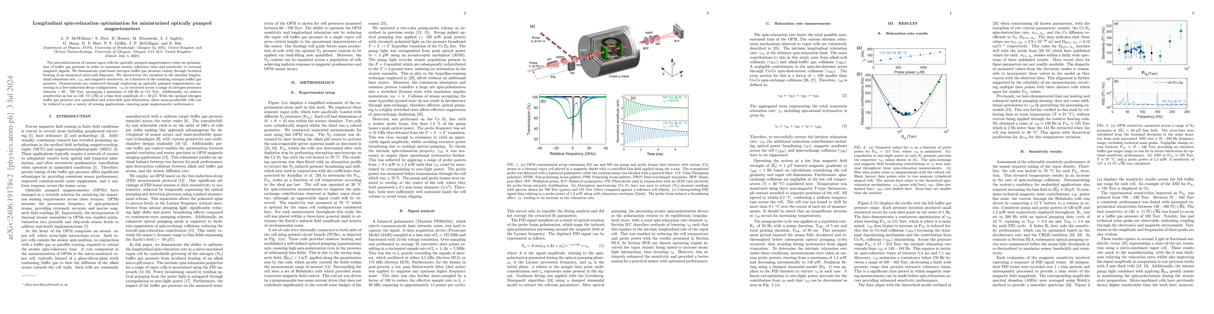 Thumbnail for Longitudinal spin-relaxation optimization for miniaturized optically
  pumped magnetometers