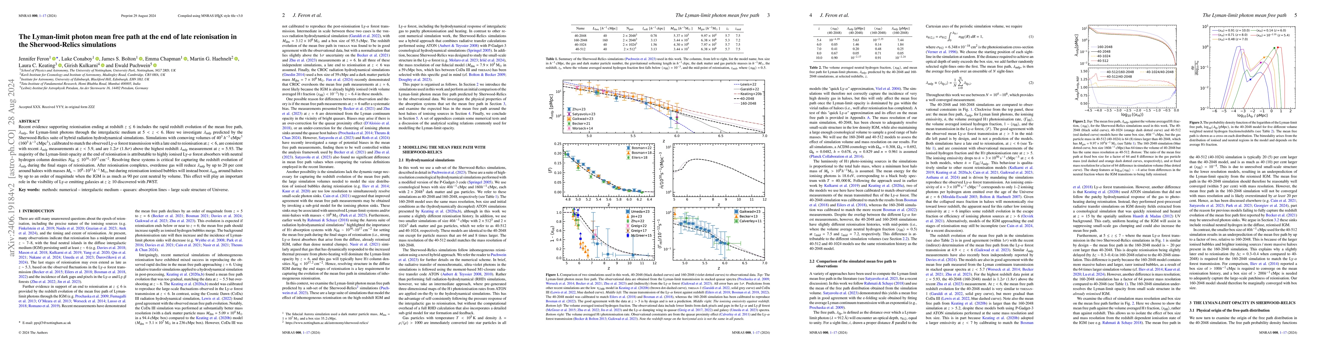 Thumbnail for The Lyman-limit photon mean free path at the end of late reionisation in
  the Sherwood-Relics simulations