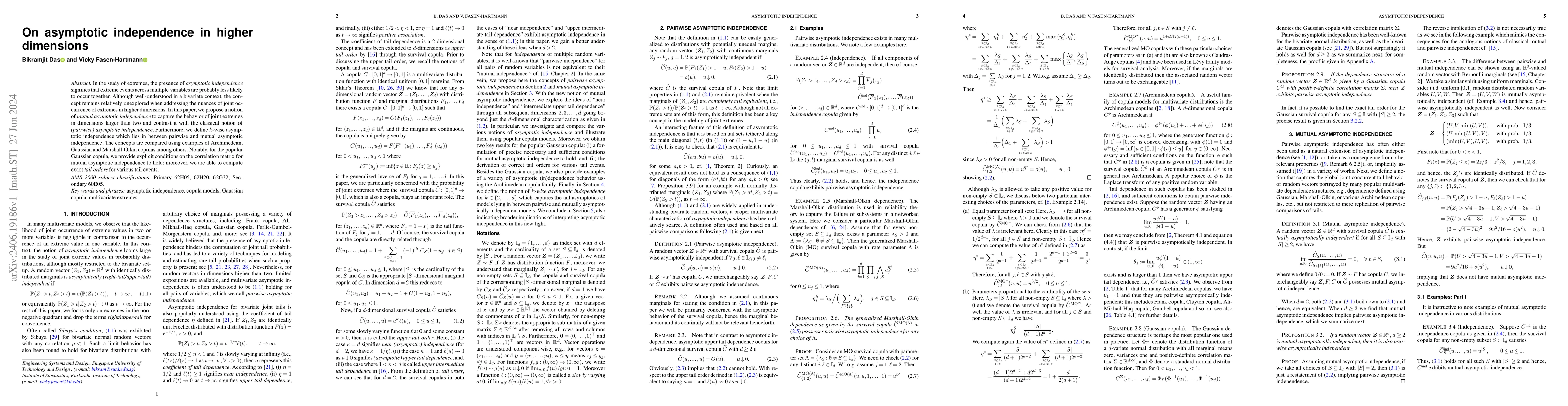 Thumbnail for On asymptotic independence in higher dimensions