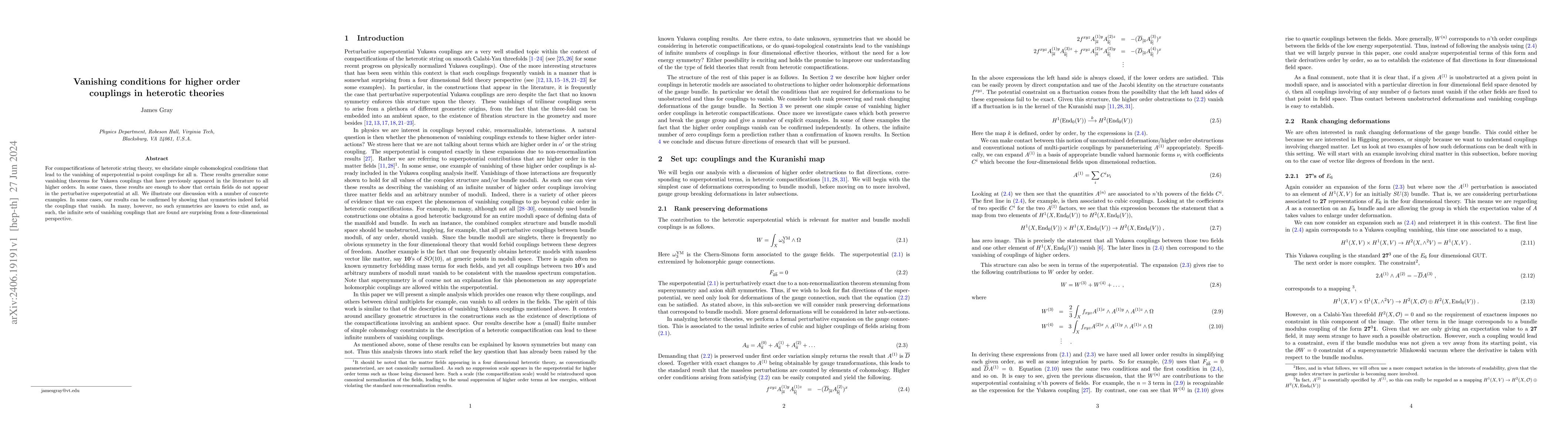 Thumbnail for Vanishing conditions for higher order couplings in heterotic theories