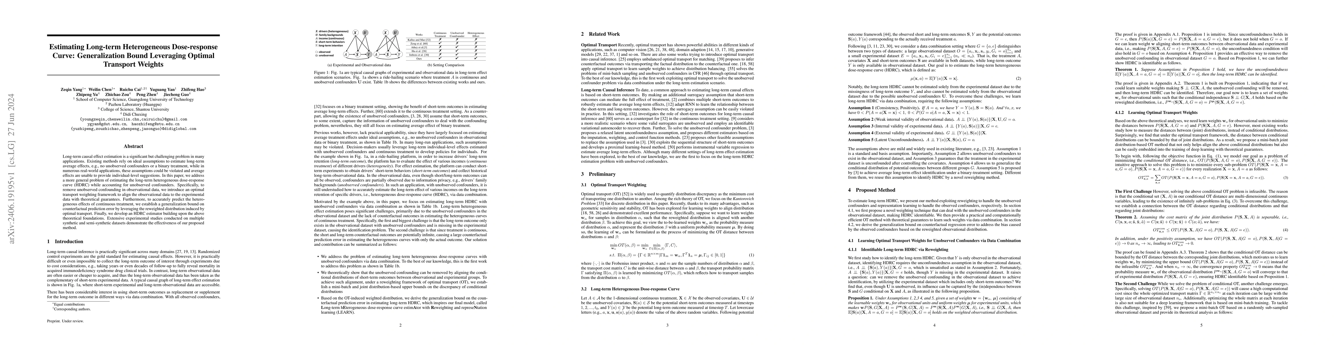 Thumbnail for Estimating Long-term Heterogeneous Dose-response Curve: Generalization
  Bound Leveraging Optimal Transport Weights
