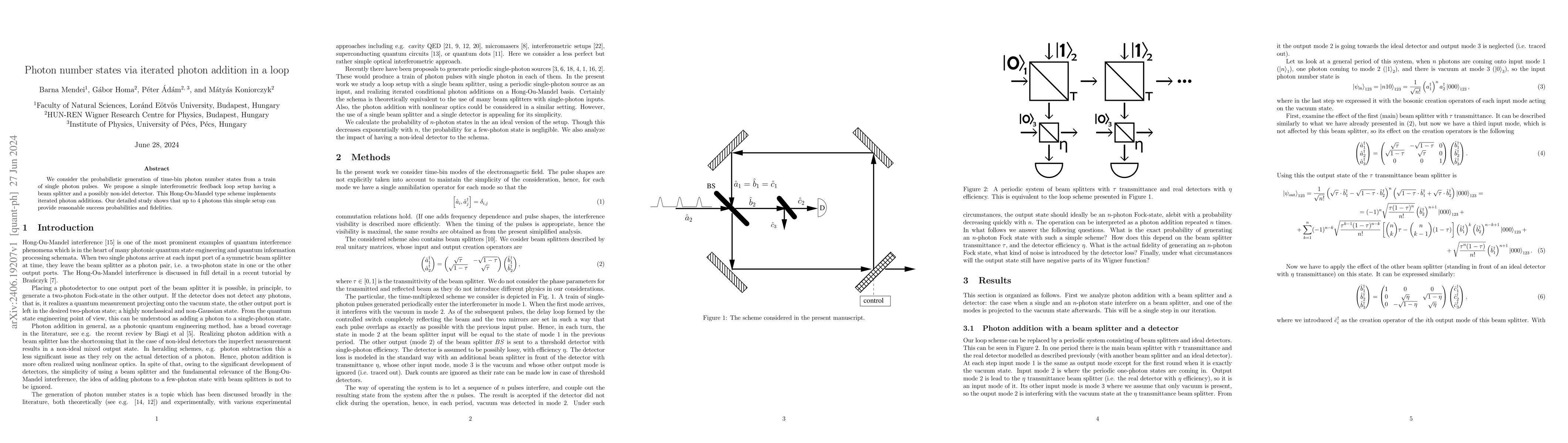Thumbnail for Photon number states via iterated photon addition in a loop