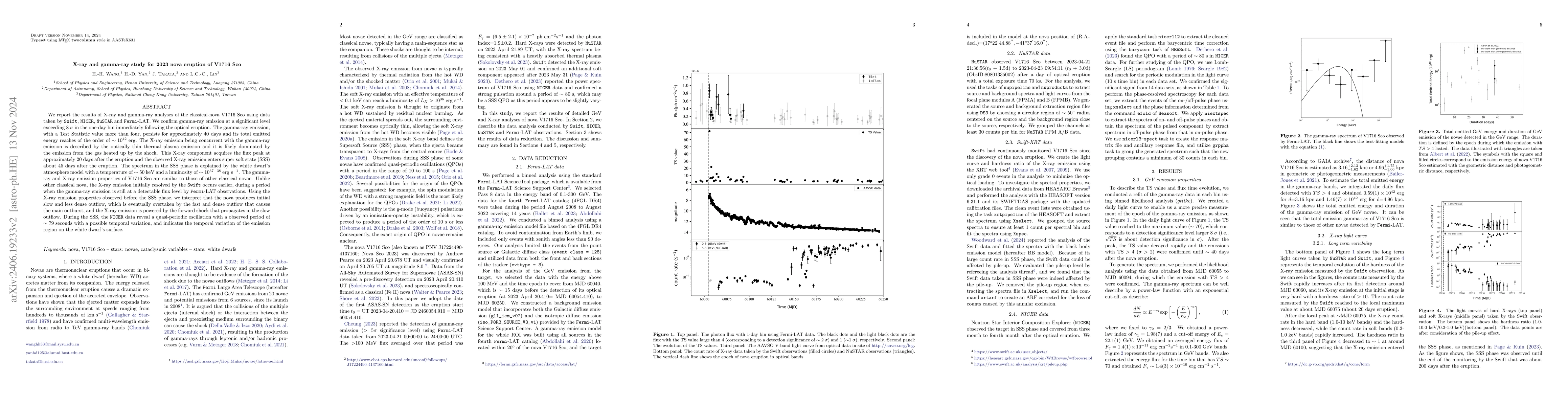 Thumbnail for X-ray and gamma-ray study for 2023 nova eruption of V1716 Sco
