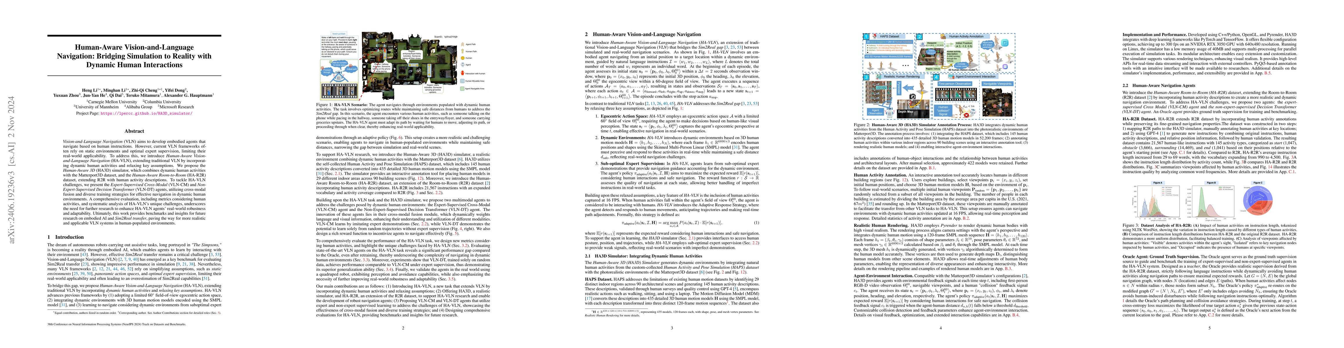 Thumbnail for Human-Aware Vision-and-Language Navigation: Bridging Simulation to
  Reality with Dynamic Human Interactions