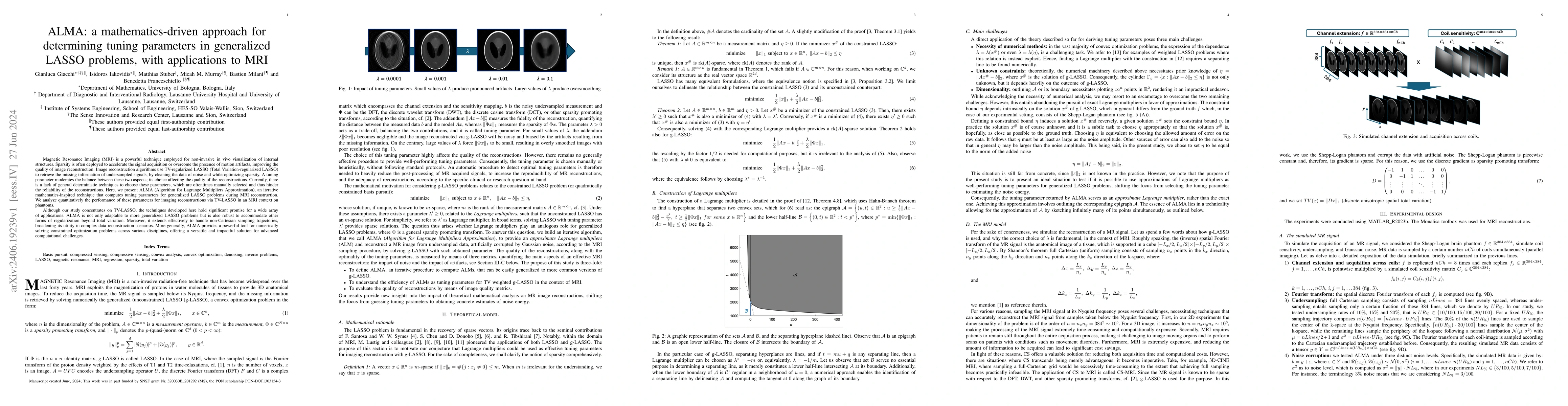 Thumbnail for ALMA: a mathematics-driven approach for determining tuning parameters in
  generalized LASSO problems, with applications to MRI