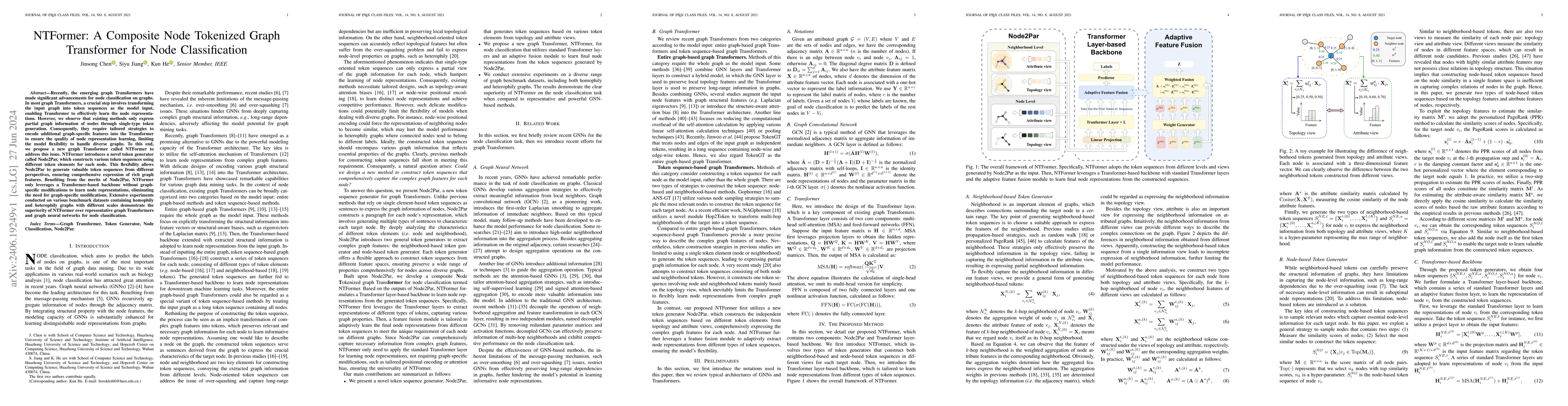 Thumbnail for NTFormer: A Composite Node Tokenized Graph Transformer for Node
  Classification