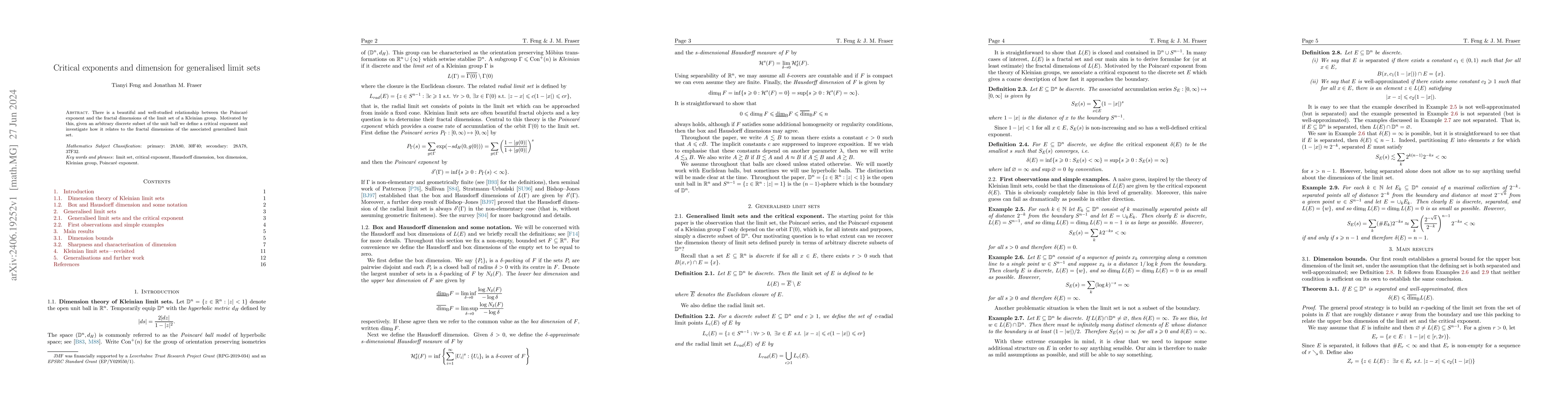 Thumbnail for Critical exponents and dimension for generalised limit sets