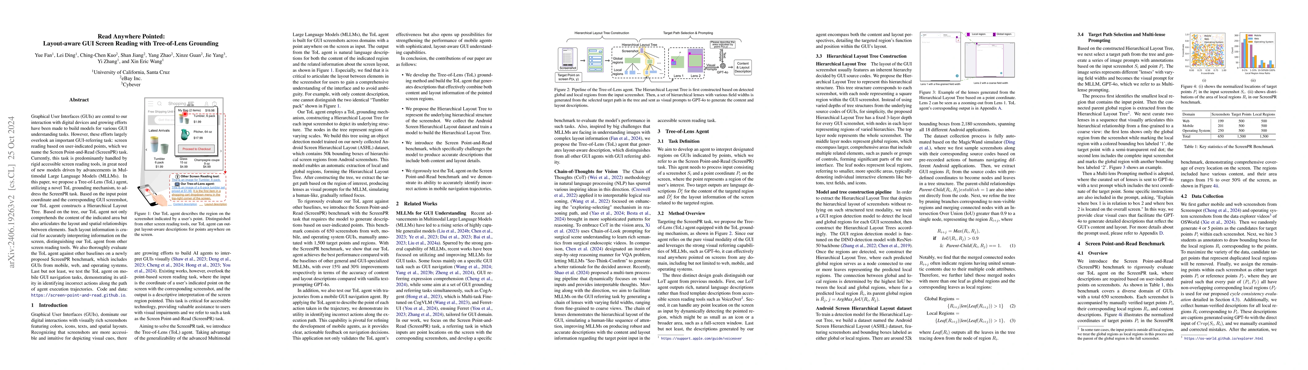 Thumbnail for Read Anywhere Pointed: Layout-aware GUI Screen Reading with Tree-of-Lens
  Grounding