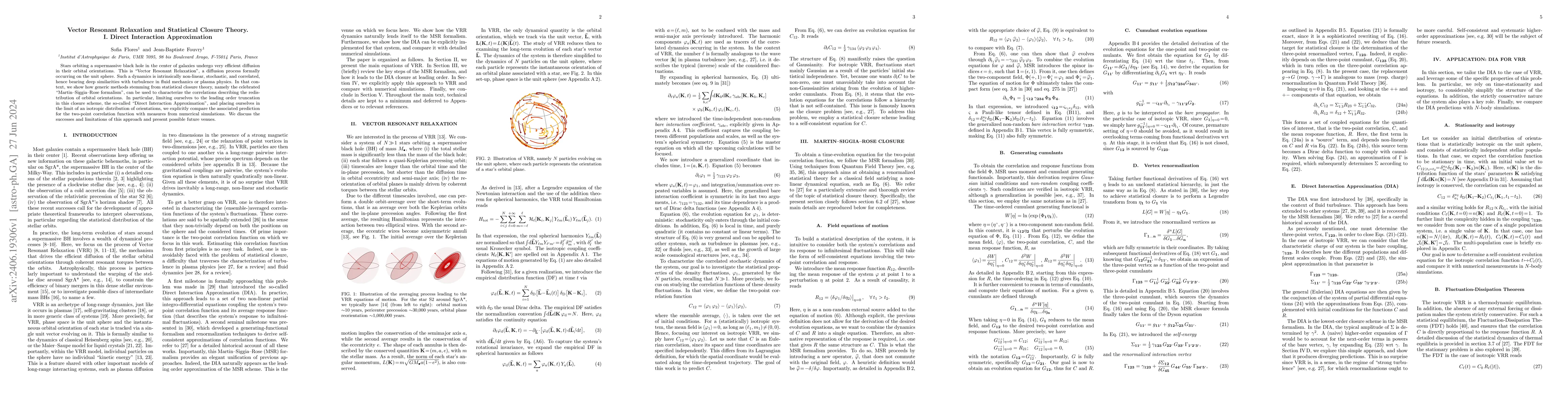 Thumbnail for Vector Resonant Relaxation and Statistical Closure Theory. I. Direct
  Interaction Approximation