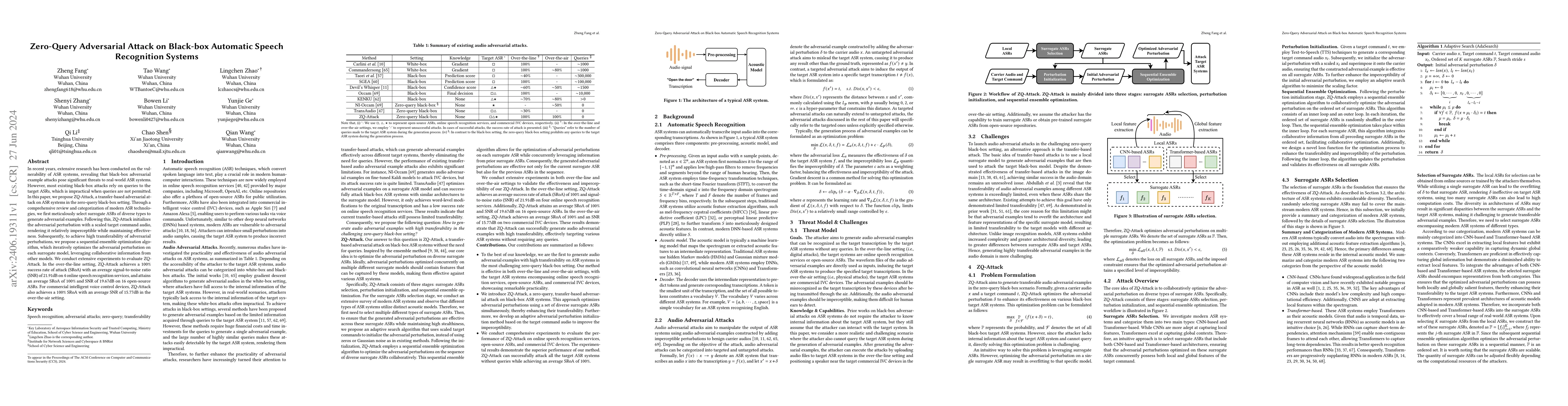 Thumbnail for Zero-Query Adversarial Attack on Black-box Automatic Speech Recognition
  Systems
