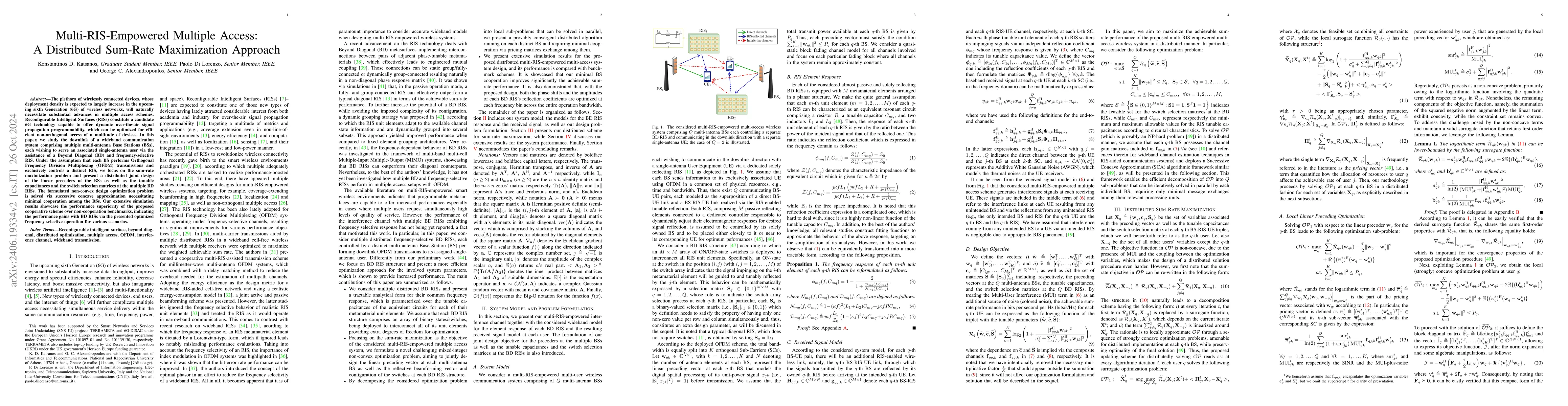 Thumbnail for Multi-RIS-Empowered Multiple Access: A Distributed Sum-Rate Maximization
  Approach
