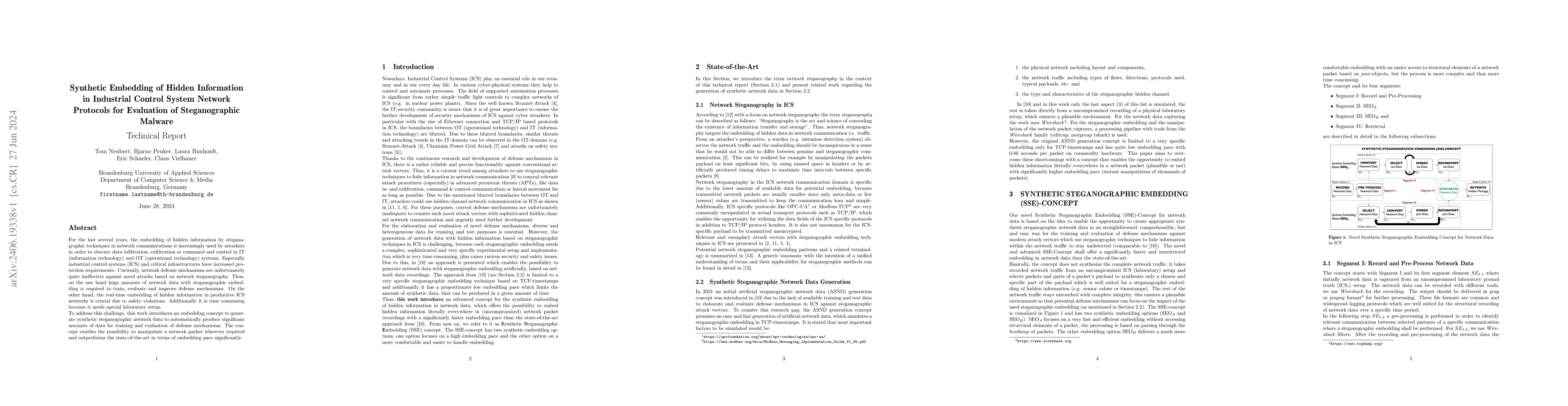 Thumbnail for Synthetic Embedding of Hidden Information in Industrial Control System
  Network Protocols for Evaluation of Steganographic Malware