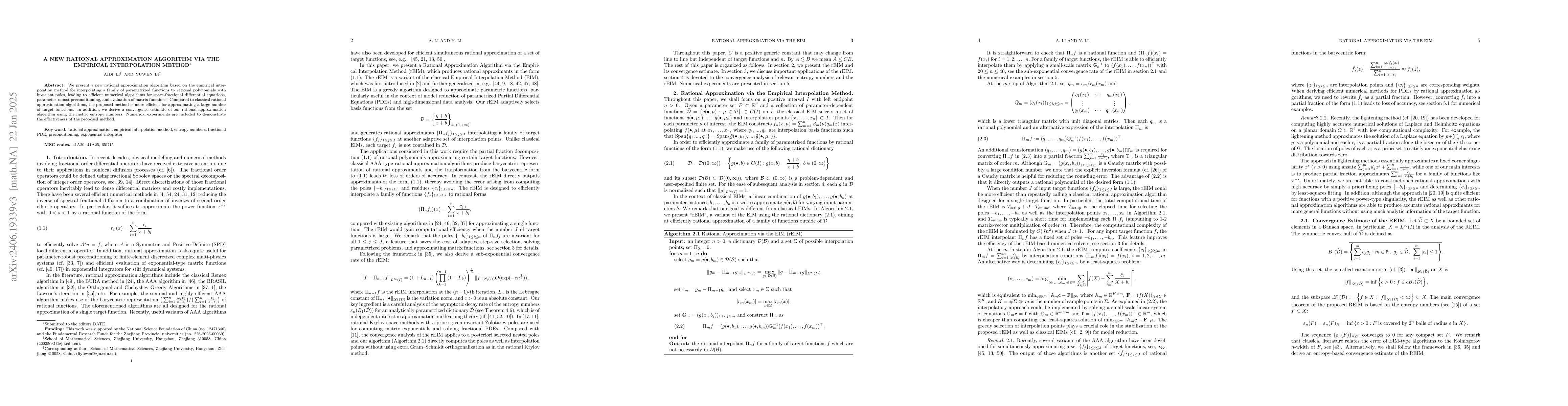 Thumbnail for Rational Empirical Interpolation Methods with Applications