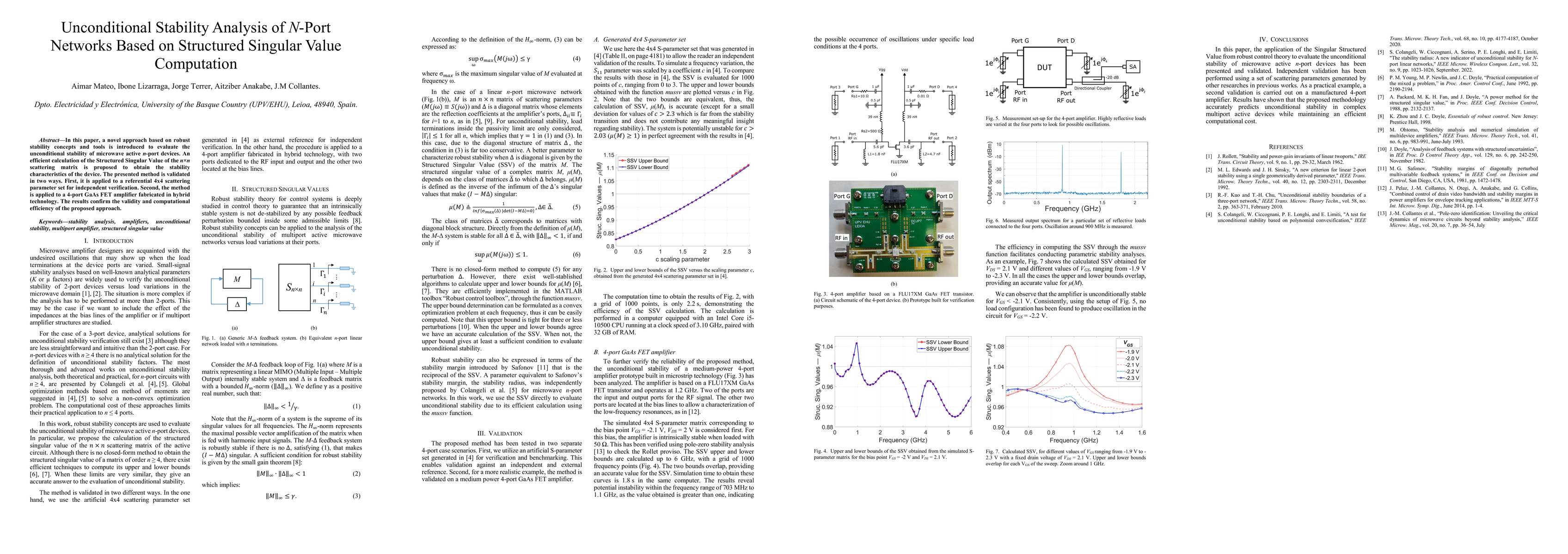 Thumbnail for Unconditional Stability Analysis of N-Port Networks Based on Structured
  Singular Value Computation